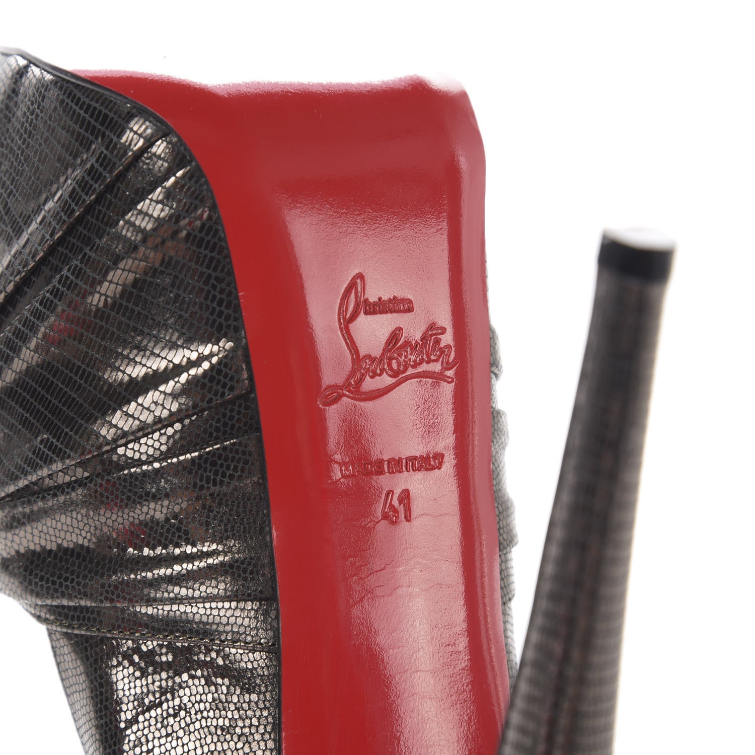 Christian Louboutin Metallic Laminato Embossed Lizard Jenny 150 Pumps 41 Antic Silver 7 of 7