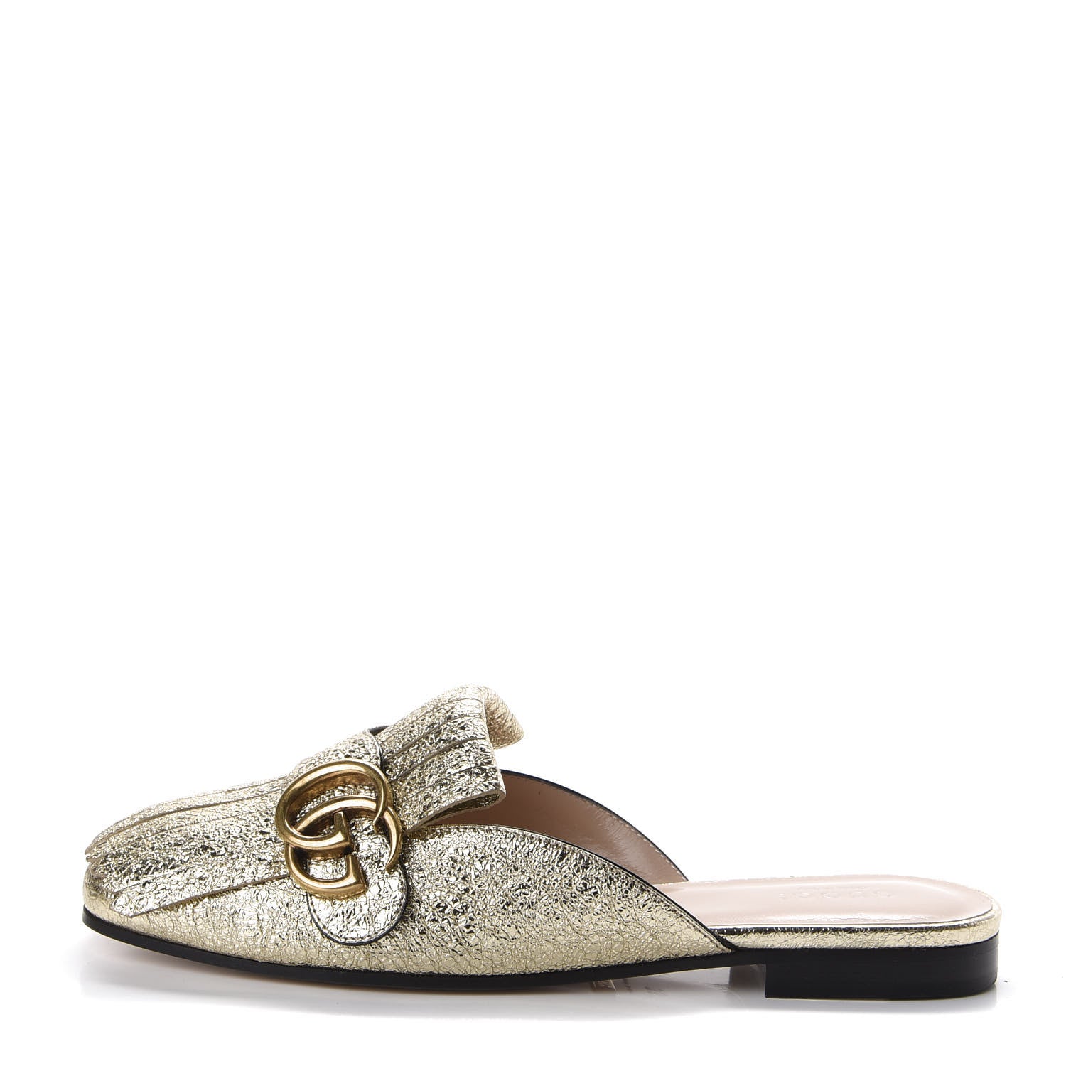 Gucci Galassia Womens GG Marmont Fringe Slippers 36 Platino 1 of 10