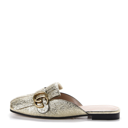 Gucci Galassia Womens GG Marmont Fringe Slippers 36 Platino 1 of 10