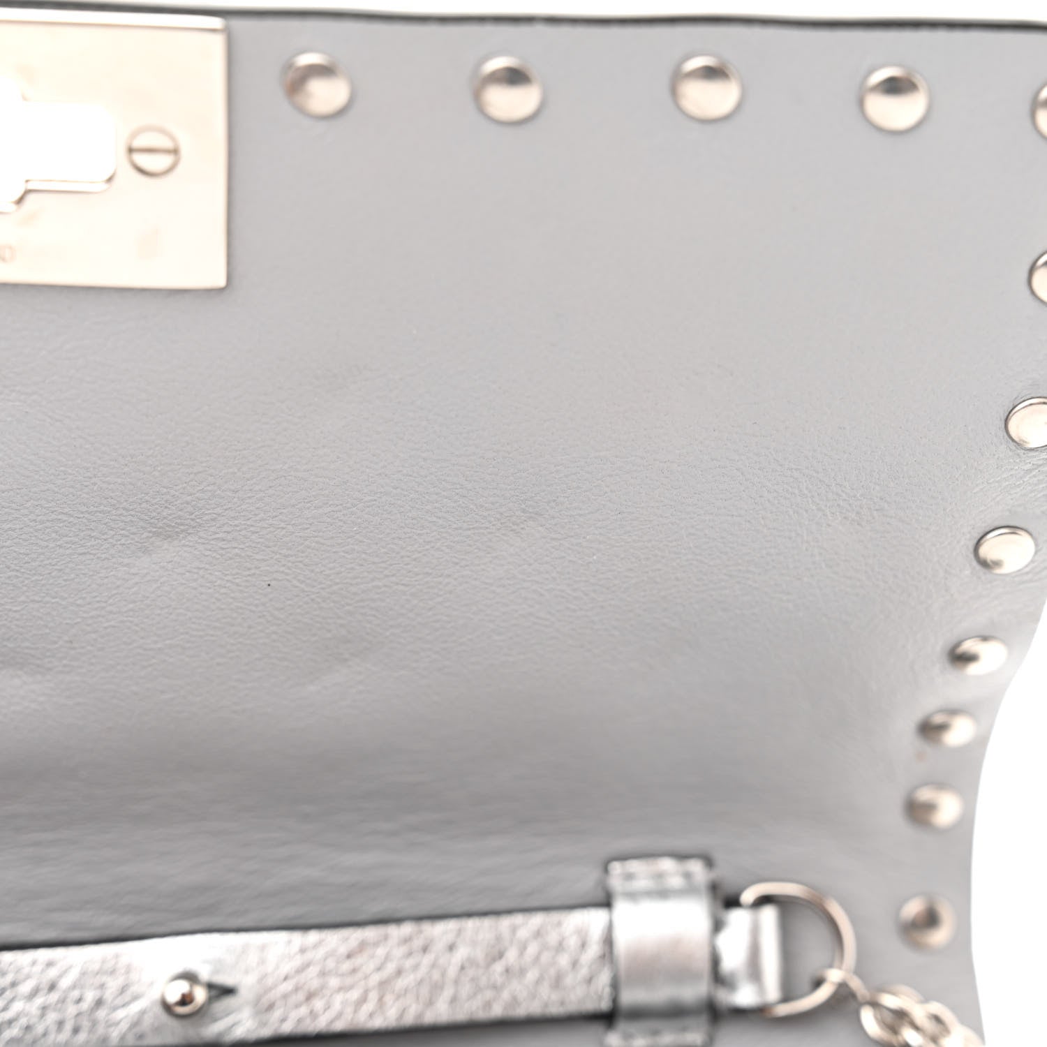 Valentino Garavani Metallic Nappa Rockstud Spike Shoulder Bag Silver 12 of 13