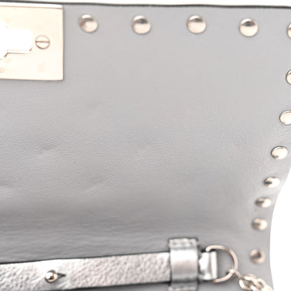 Valentino Garavani Metallic Nappa Rockstud Spike Shoulder Bag Silver 12 of 13