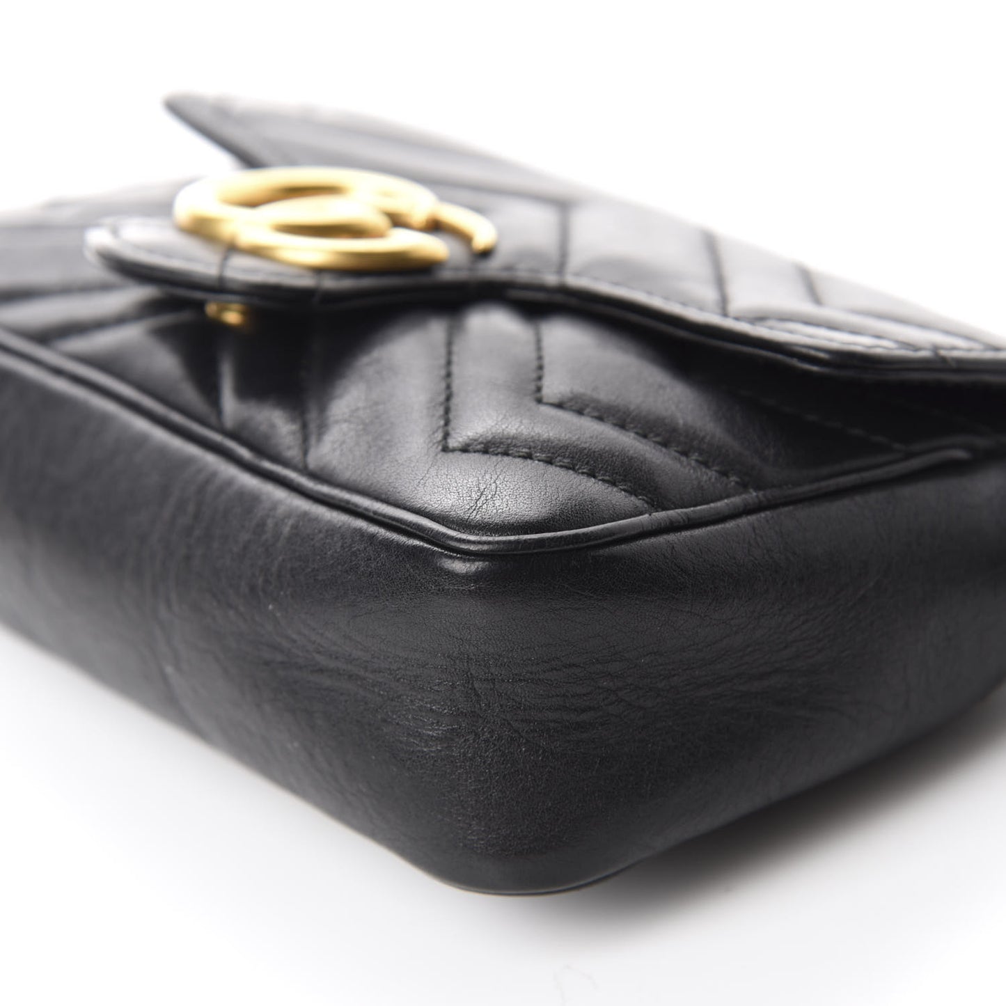 Calfskin Matelasse Super Mini GG Marmont Shoulder Bag Black