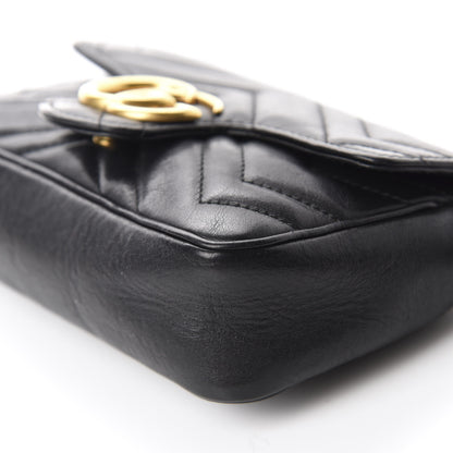 Gucci Calfskin Matelasse Super Mini GG Marmont Shoulder Bag Black 7 of 11