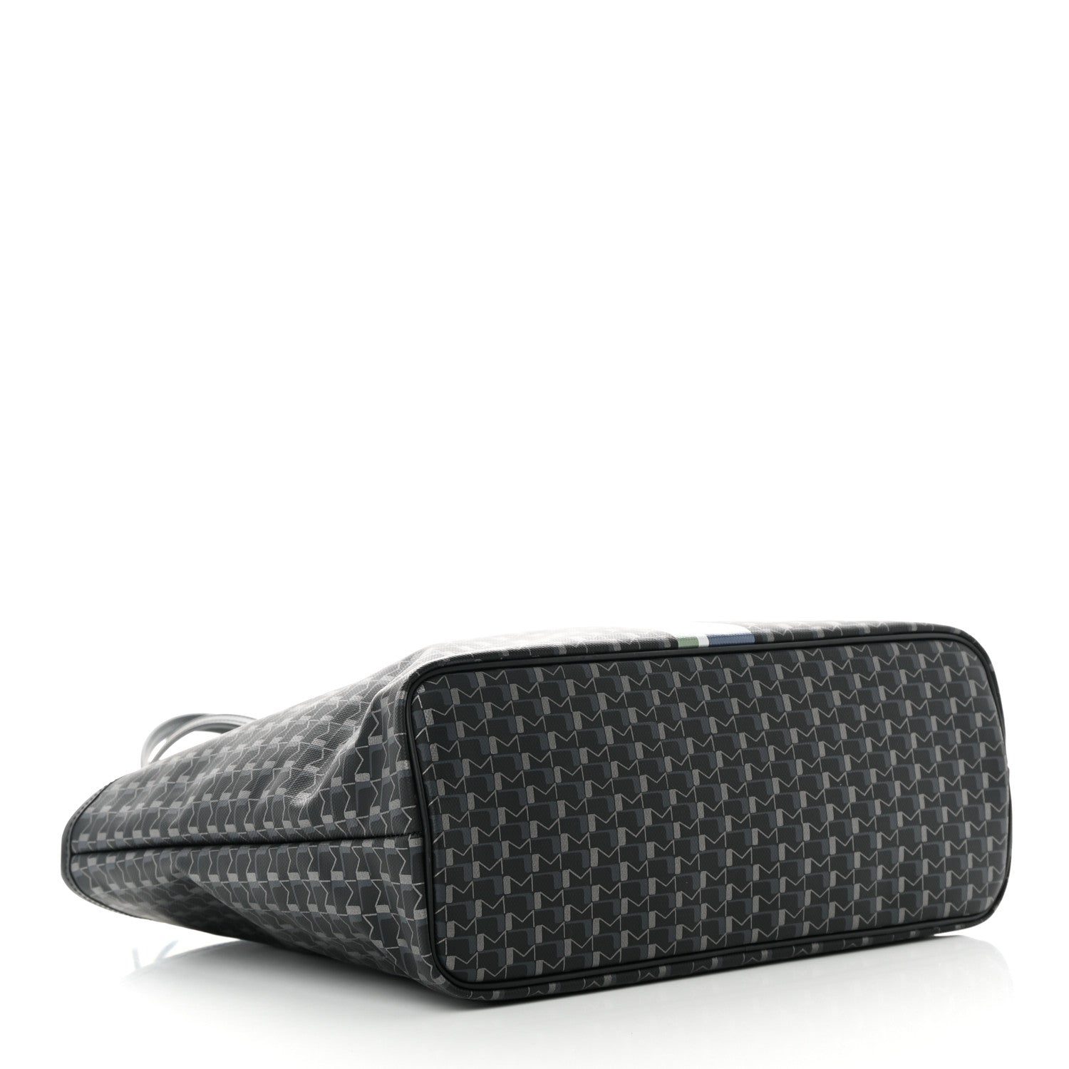 Moynat Grained Calfskin Canvas 1920 Oh! Tote Ruban MM Carbon Silver 4 of 11