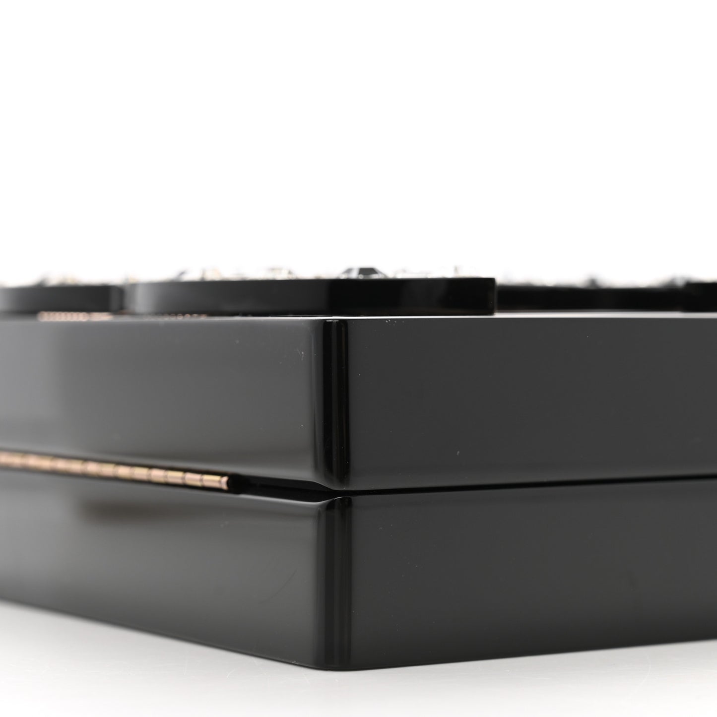 Plexiglass Crystal CC Minaudiere Clutch Black Copper