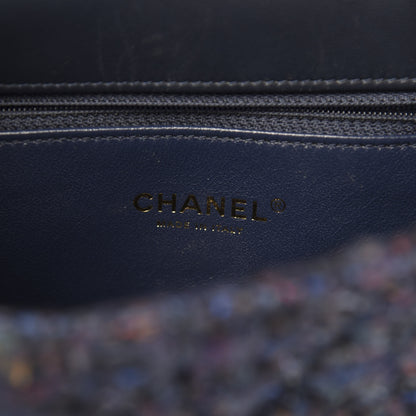 Chanel Tweed Watersnake Quilted Medium CC Filigree Flap Blue Black 9 of 12