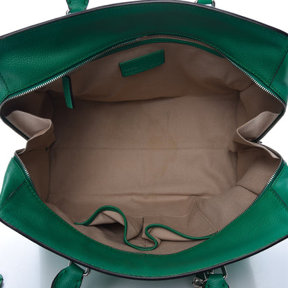Alexander McQueen Pebbled Calfskin Large Skull Padlock Zip Around Tote Green 5 of 13