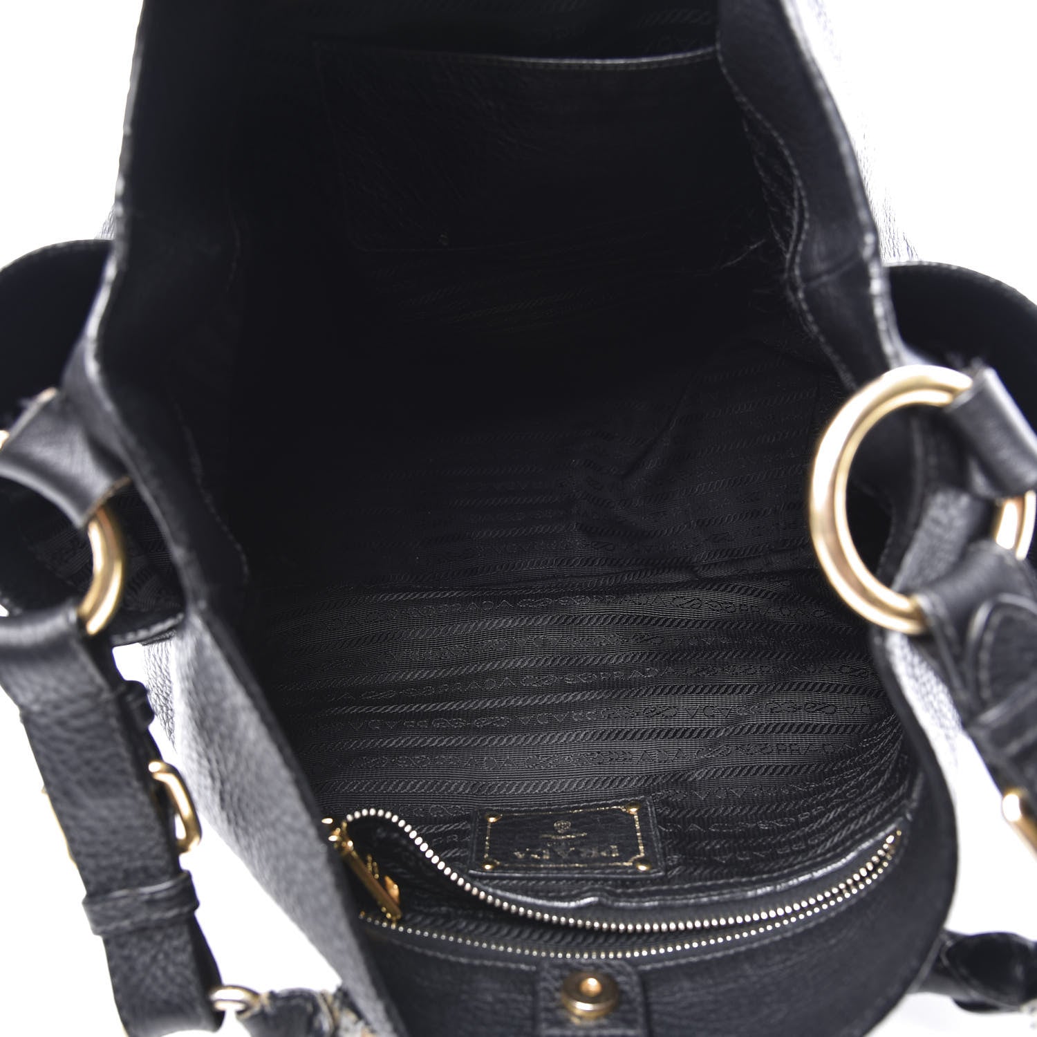 Prada Vitello Daino Side Pocket Hobo Black 4 of 16