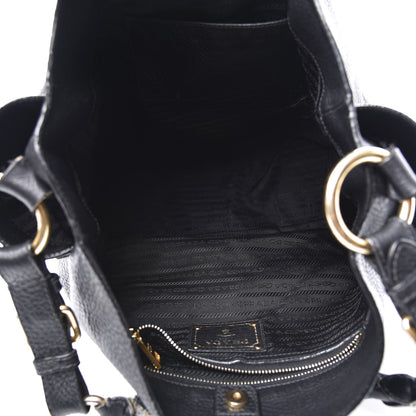 Prada Vitello Daino Side Pocket Hobo Black 4 of 16