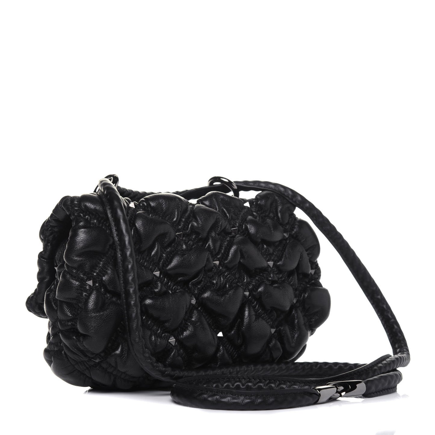 Nappa Small Spikeme Shoulder Bag Black
