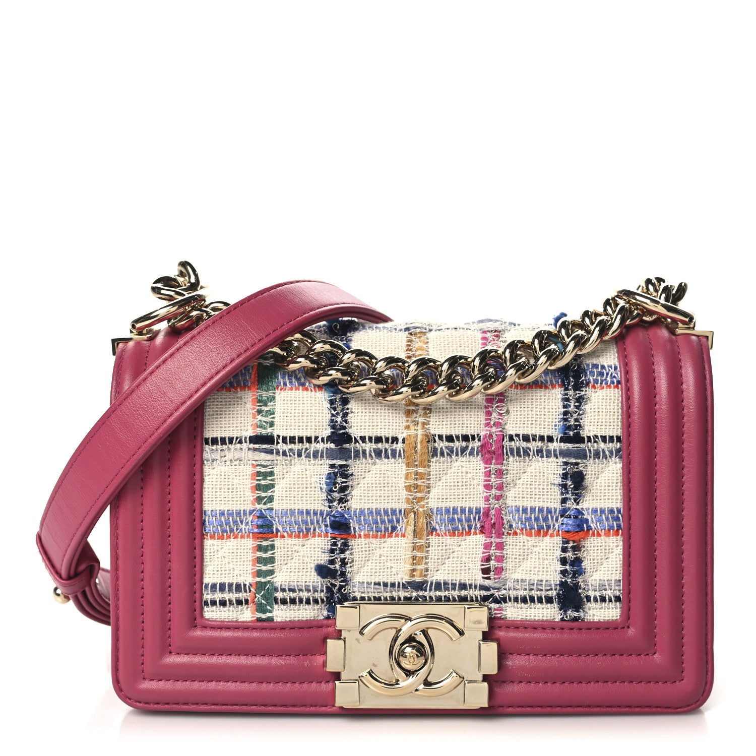 Chanel Lambskin Tweed Quilted Small Boy Flap Dark Pink 1 of 10