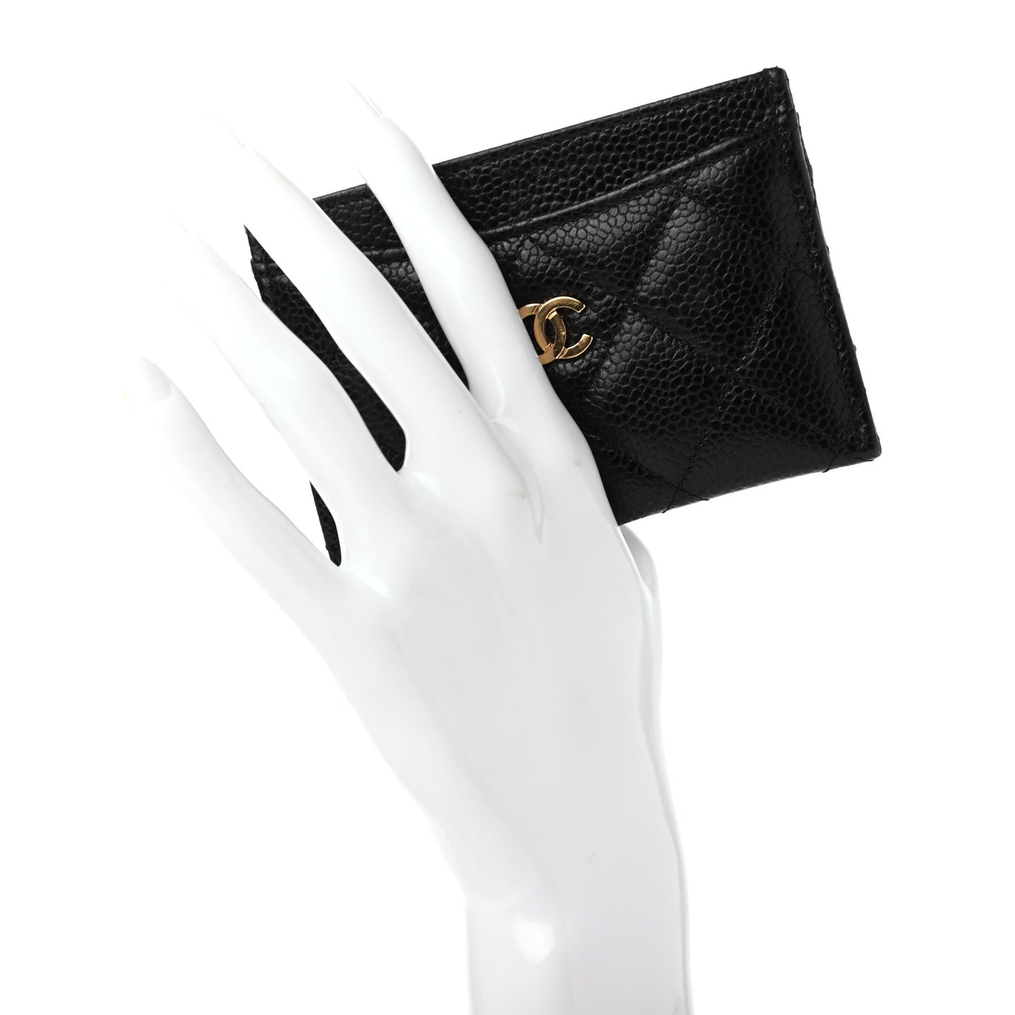 Caviar Quilted Card Holder Black