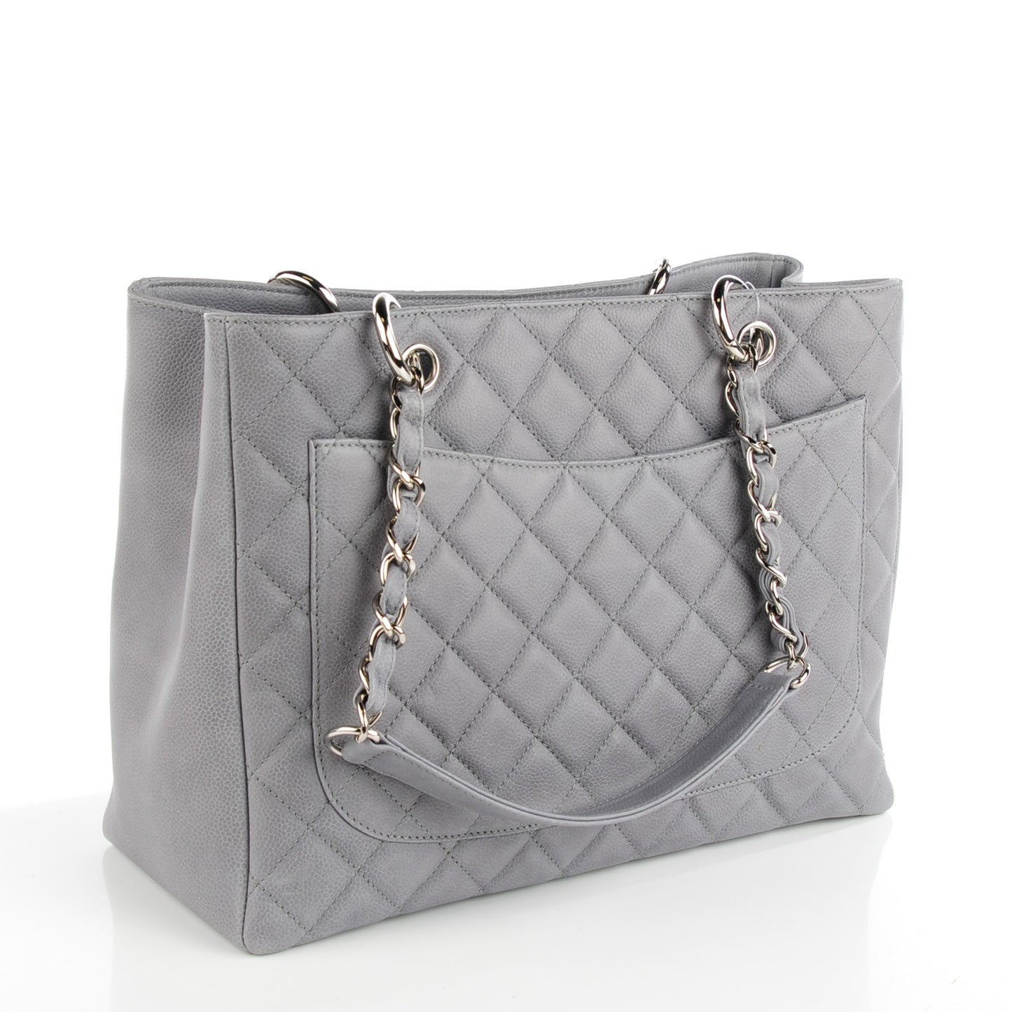 Caviar Quilted Grand Shopping Tote GST Light Grey