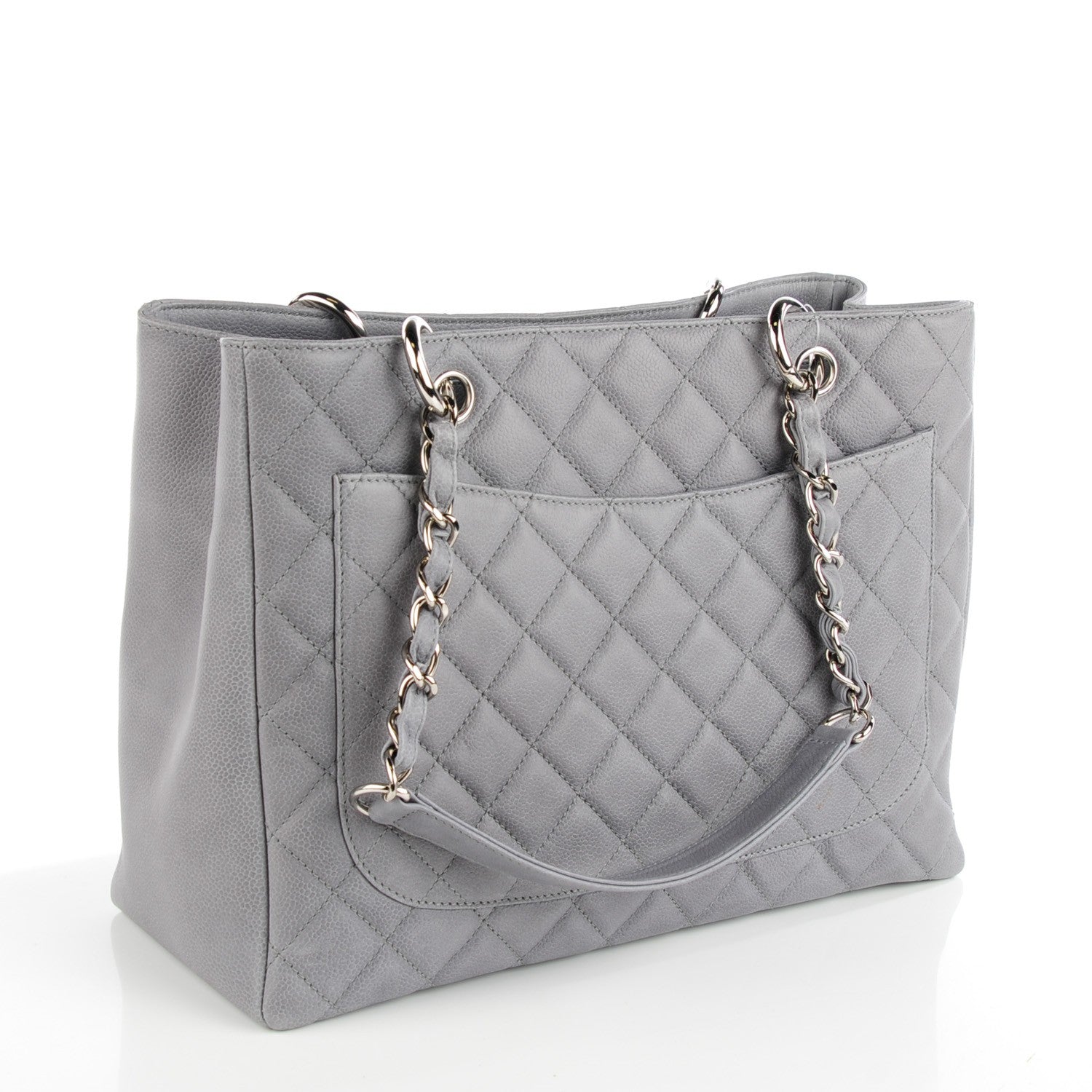 Chanel Caviar Quilted Grand Shopping Tote GST Light Grey 3 of 7