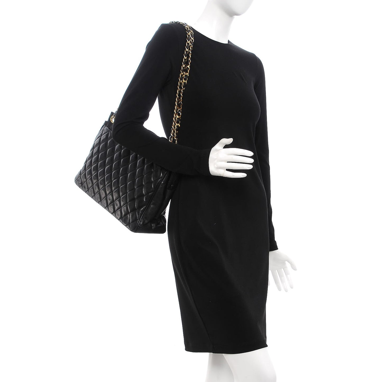 Lambskin Quilted Shoulder Bag Black