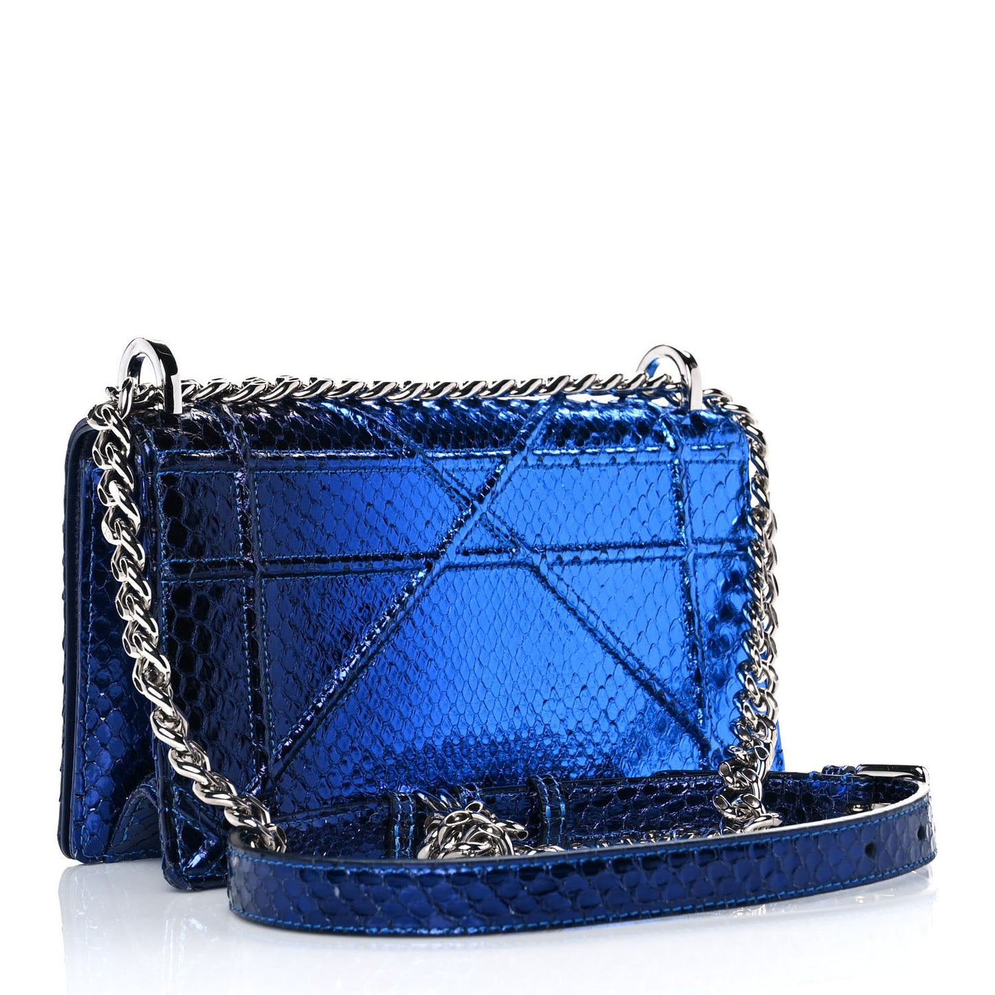 Metallic Python Small Diorama Flap Bag Blue