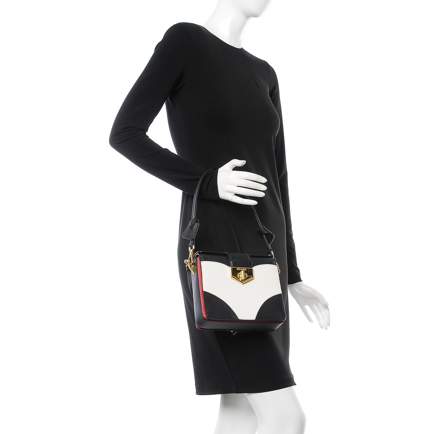 Saffiano Shoulder Bag Black White