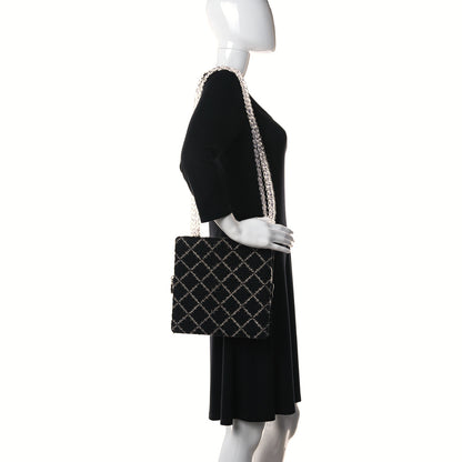 Chanel Tweed Resin Small Zipped Shopping Bag Black White 2 of 15