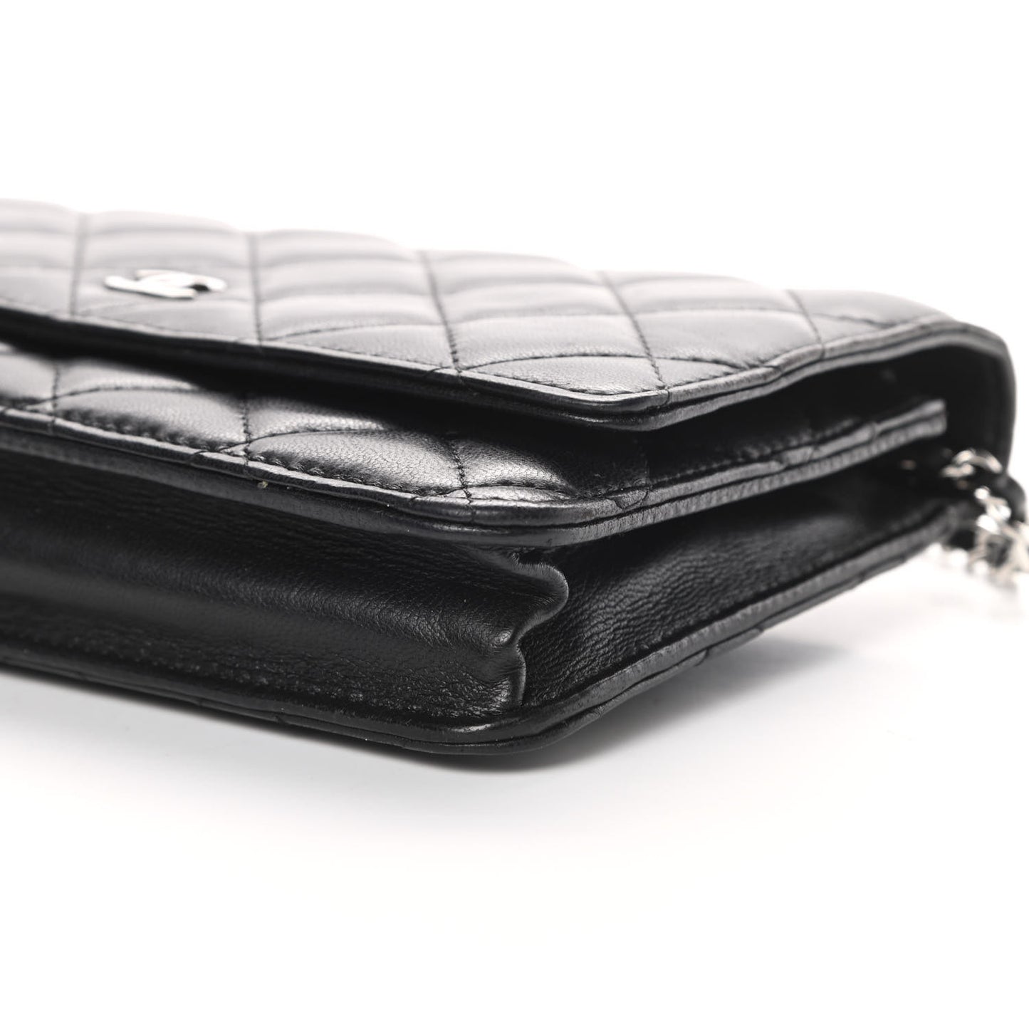 Lambskin Quilted Wallet On Chain WOC Black