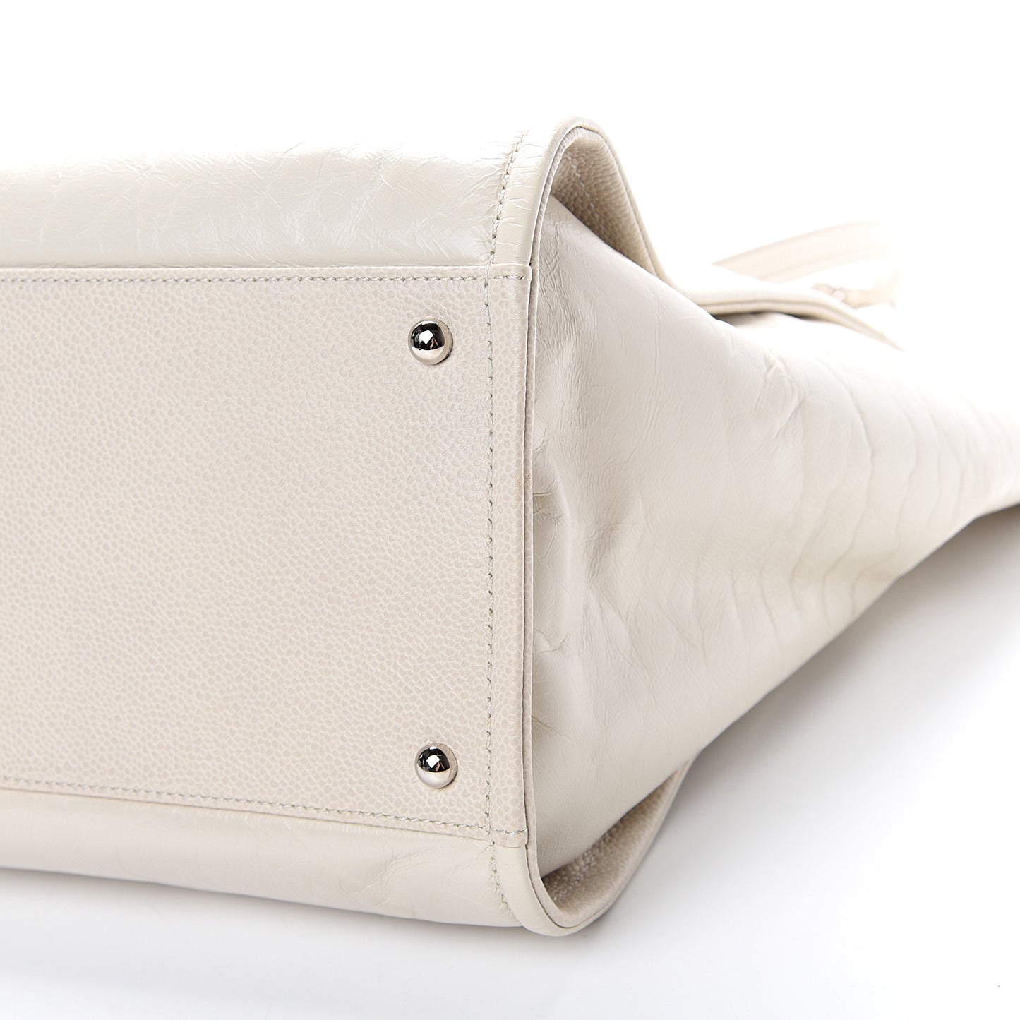 Glazed Calfskin Medium Deauville Tote Ivory