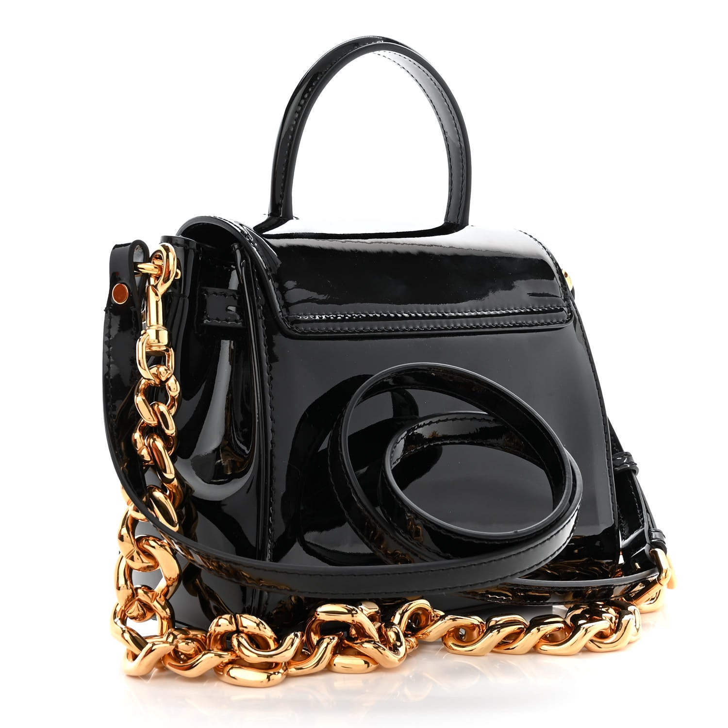 Versace Patent Calfskin Small La Medusa Top Handle Bag Black 3 of 9