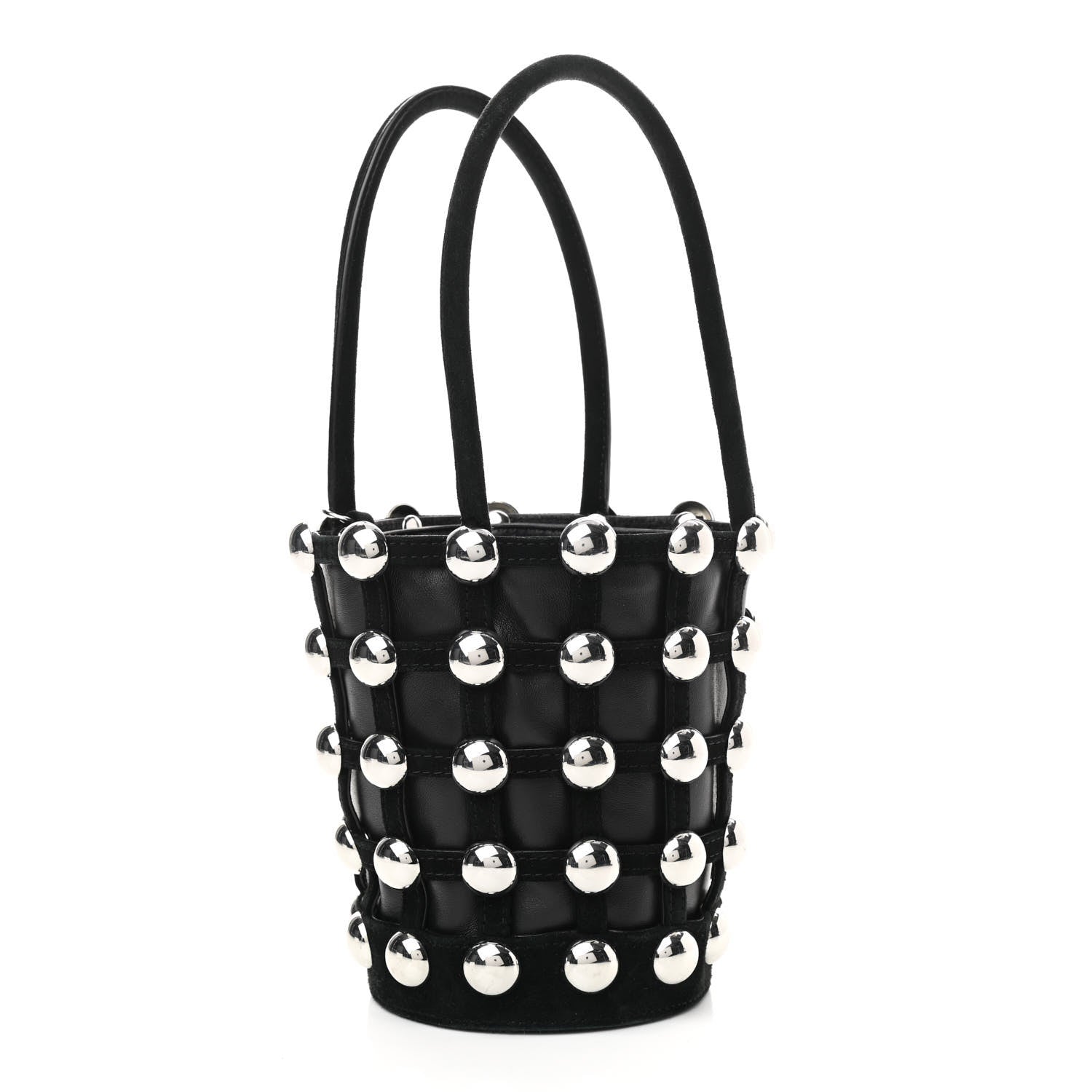 Alexander Wang Calfskin Crystal Embellished Roxy Mini Bucket Bag Black 2 of 8