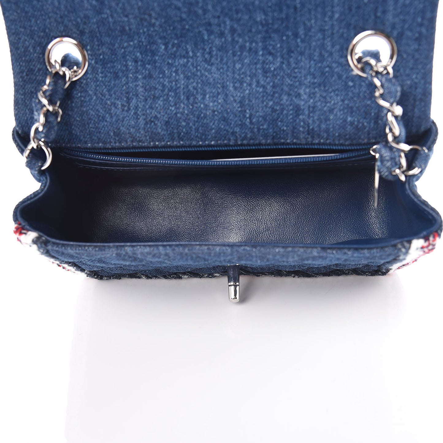 Denim Braided Mini Rectangular Flap Bag Blue