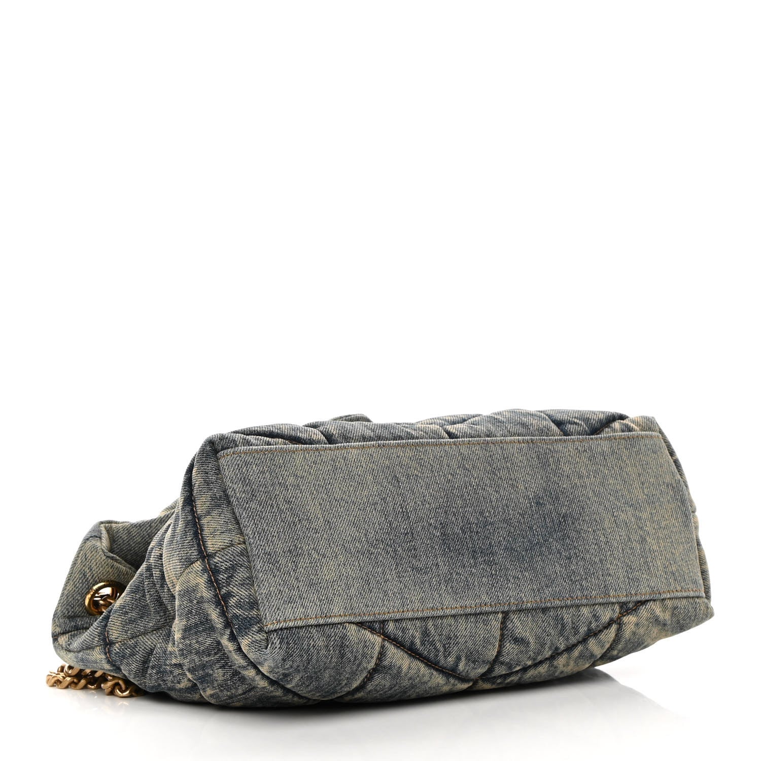 Saint Laurent Denim Quilted Loulou Puffer Monogram Chain Satchel Rodeo Blue 4 of 10