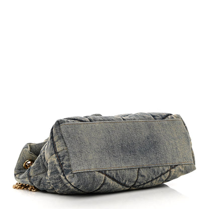 Saint Laurent Denim Quilted Loulou Puffer Monogram Chain Satchel Rodeo Blue 4 of 10
