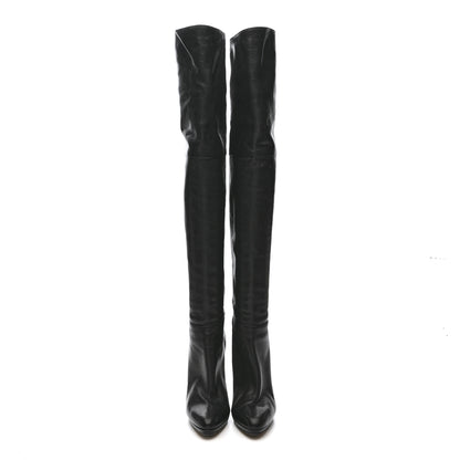 Jimmy Choo Calfskin April Over The Knee Boots 37.5 Black 2 of 10