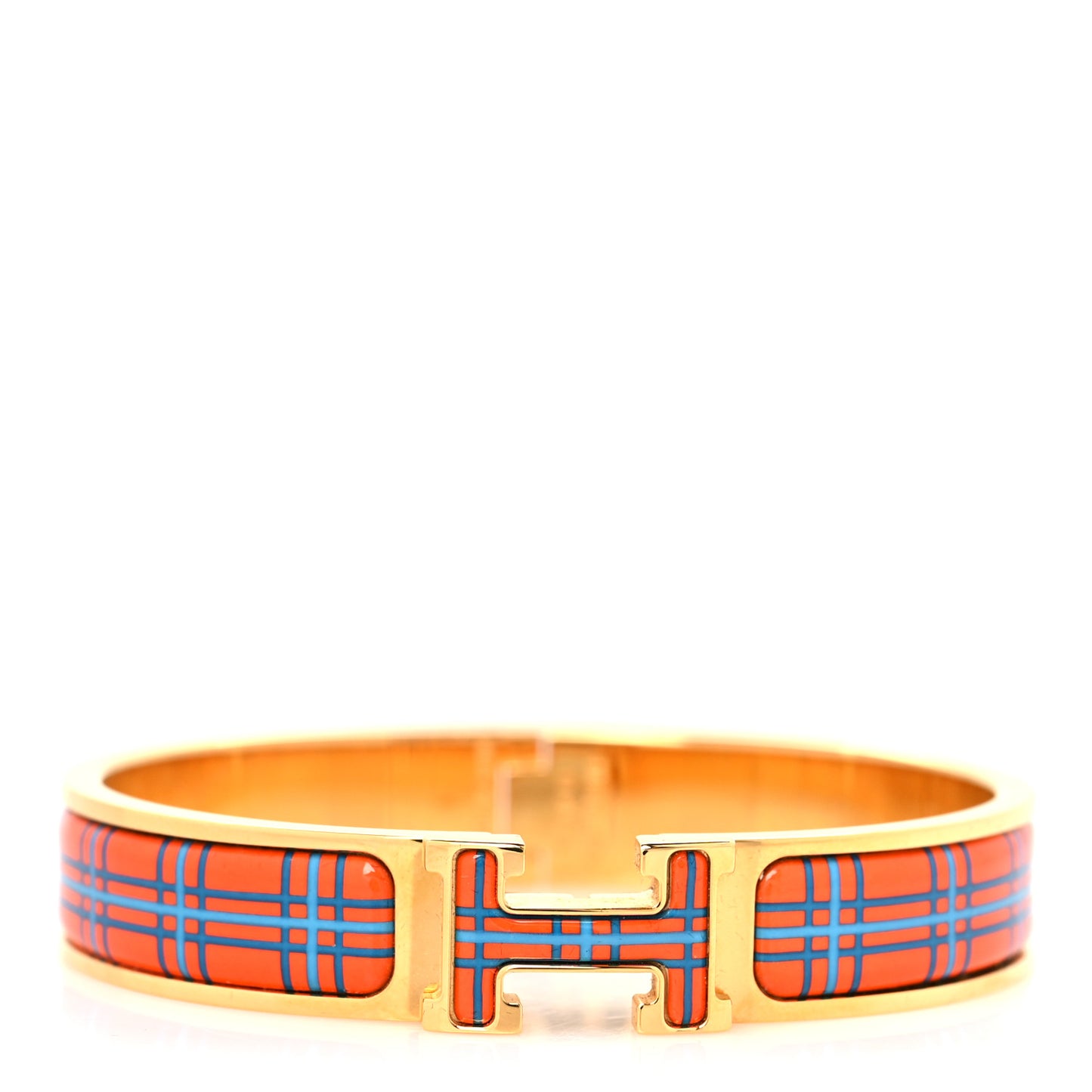 Enamel Narrow Clic Clac H Tartan Bracelet GM Tropique