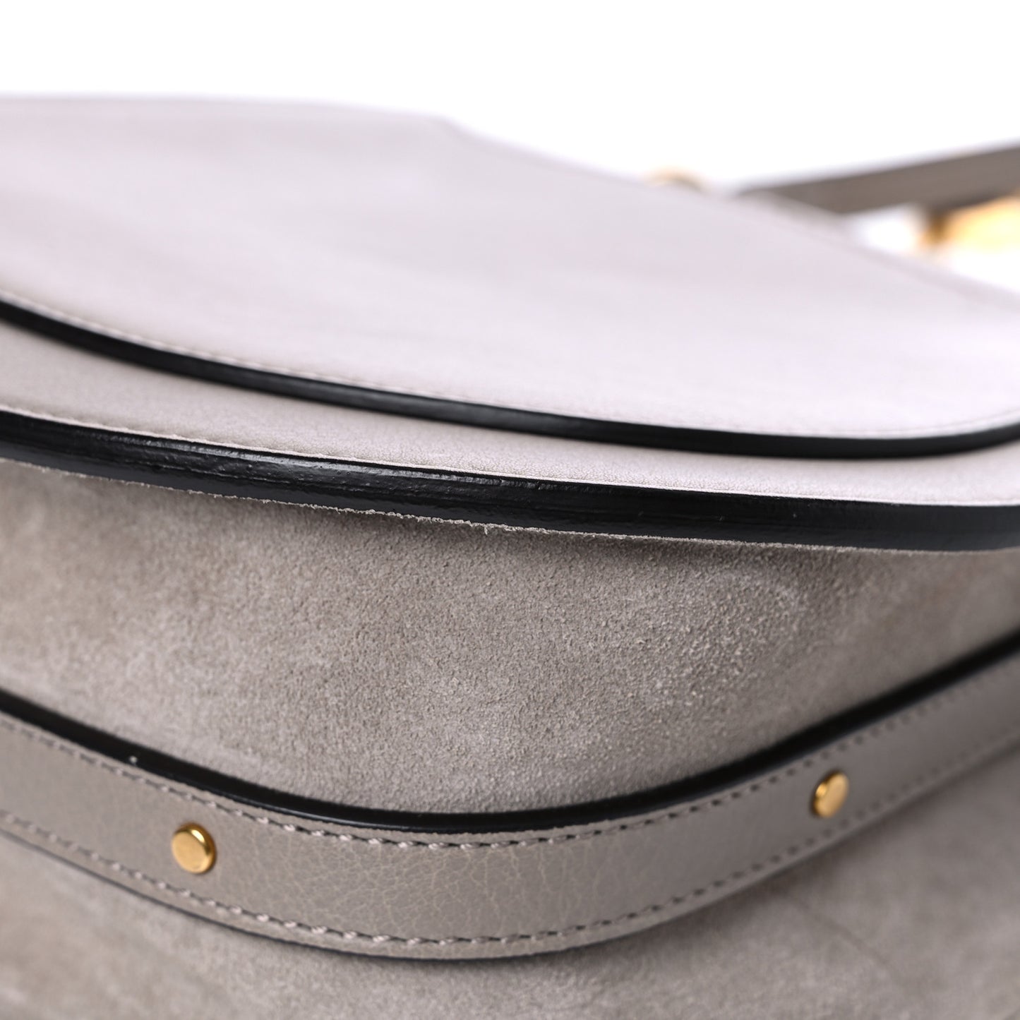 Calfskin Suede Medium Nile Bracelet Bag Motty Grey