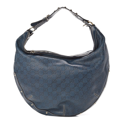 Gucci Guccissima Large Biba Studded Hobo Blue 1 of 13
