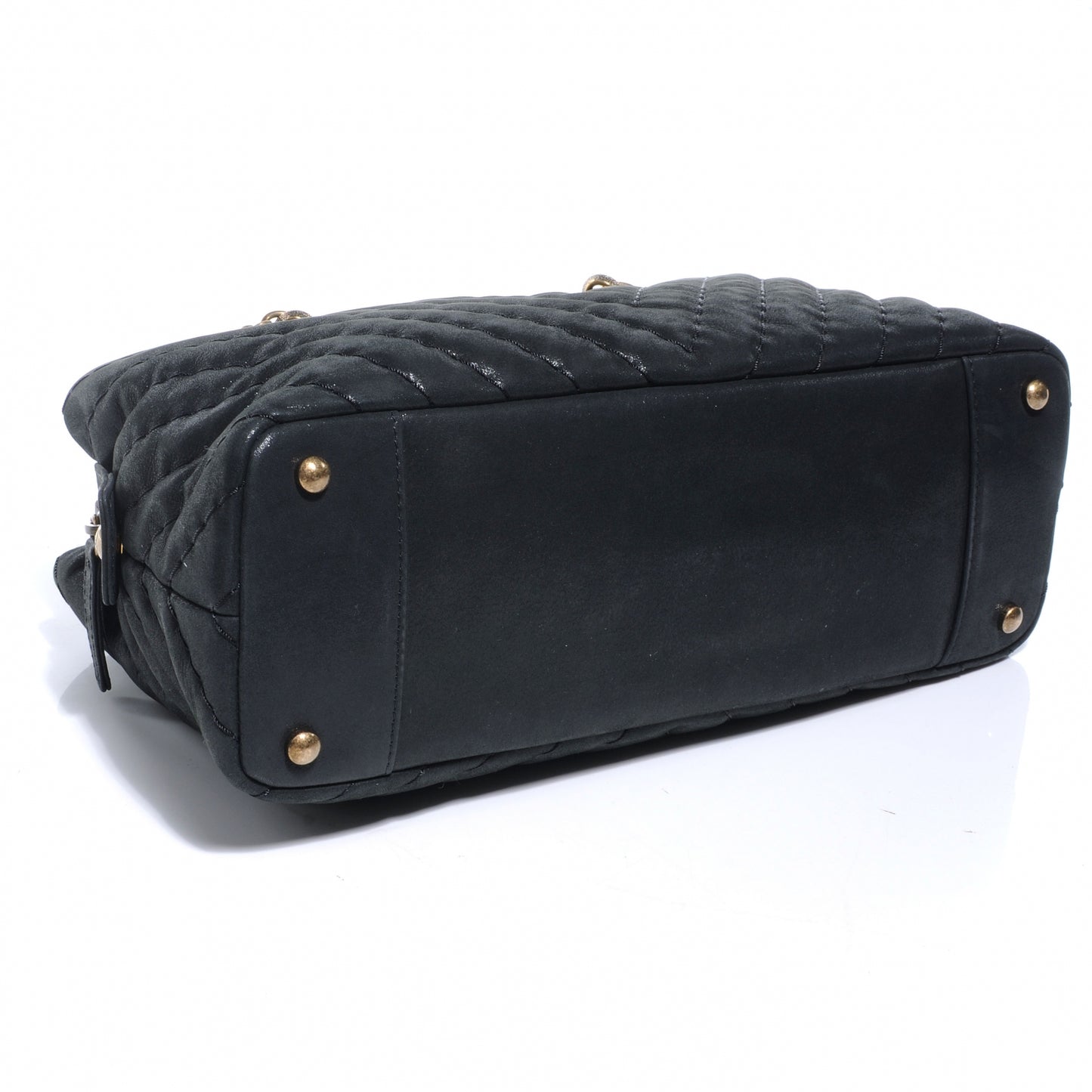 Iridescent Calfskin Surpique Chevron Small Tote Black
