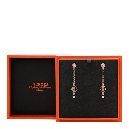 Hermes 18K Rose Gold Diamond Gambade Earrings 7 of 7