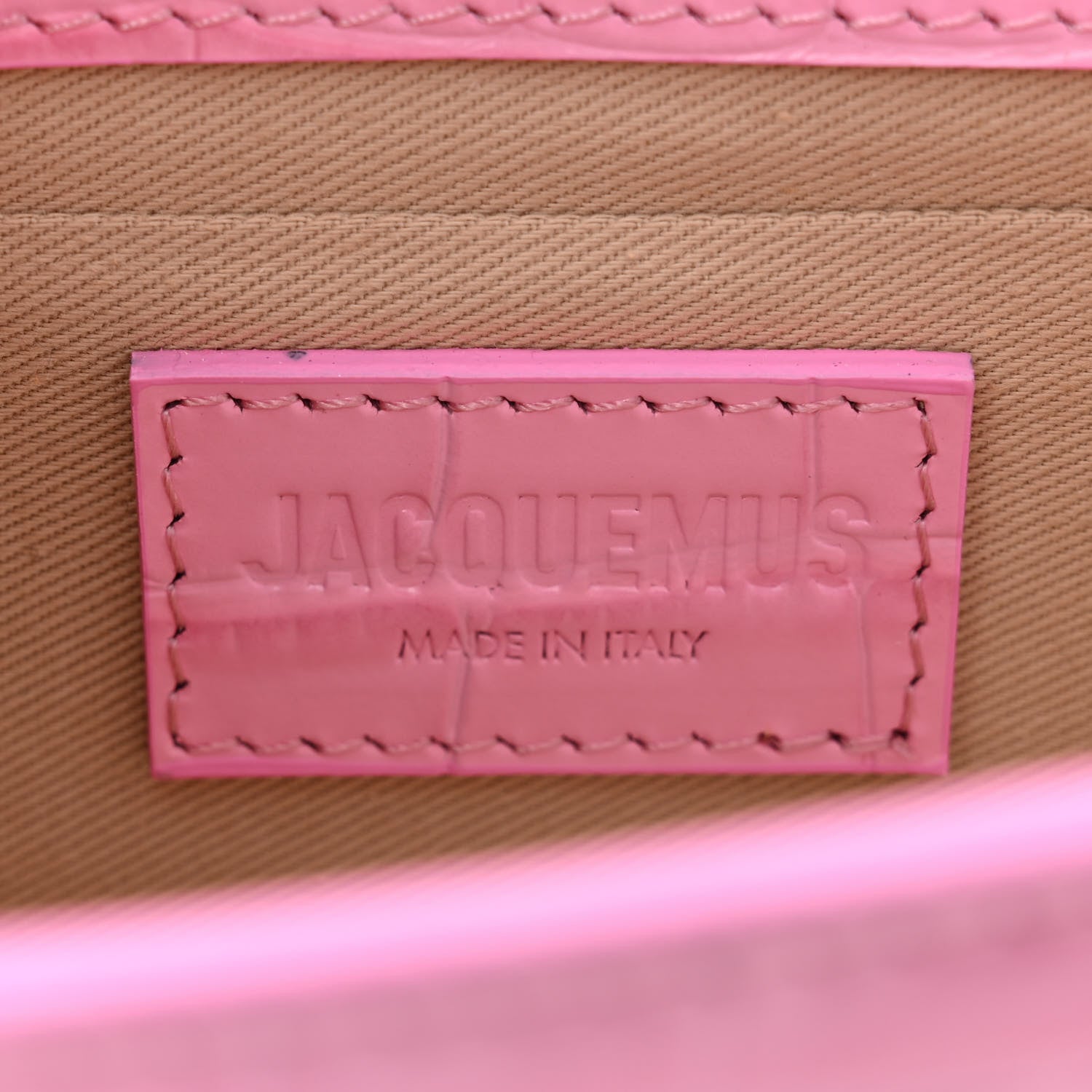 Jacquemus Calfskin Crocodile Embossed Le Chiquito Long Pink 6 of 10