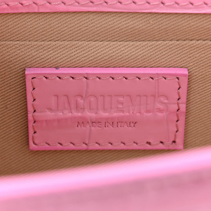 Jacquemus Calfskin Crocodile Embossed Le Chiquito Long Pink 6 of 10