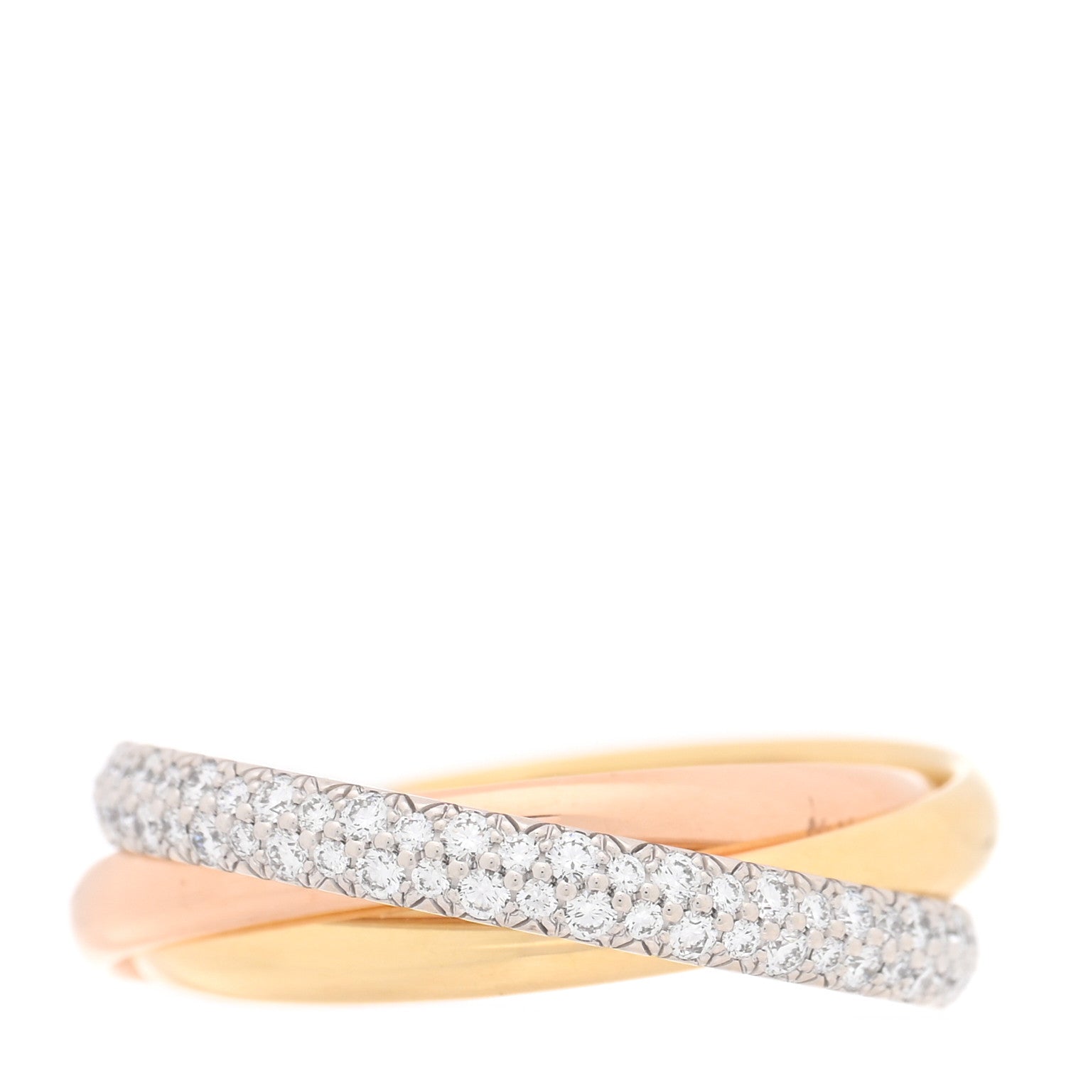 Cartier 18K White Yellow Pink Gold Diamond Small Trinity Paved Ring 52 6 3 of 4