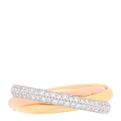 Cartier 18K White Yellow Pink Gold Diamond Small Trinity Paved Ring 52 6 3 of 4