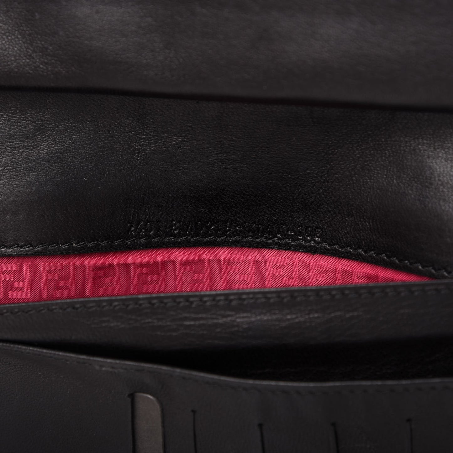 Nappa Logo Embossed Long Wallet On Chain Black