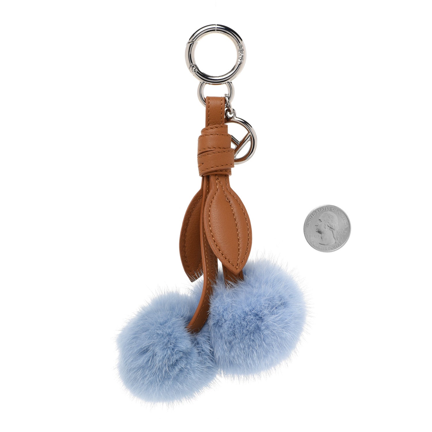 Fendi Mink Fur Vitello Dolce F is Fendi Cherry Bag Charm Faith Caramello 2 of 4