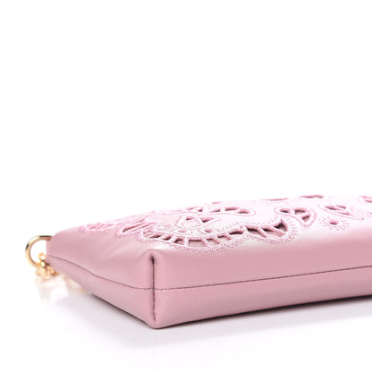 Dolce & Gabbana Lambskin Embroidered Laser Cut Micro Crossbody Pochette Rose Poudre 8 of 11