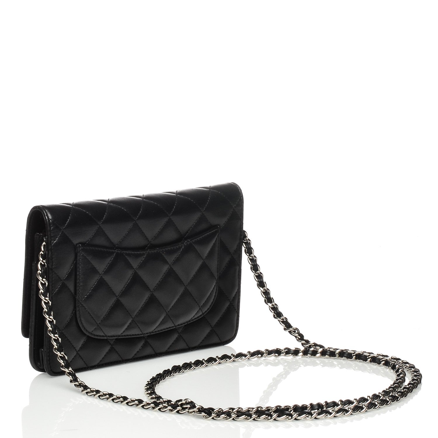 Chanel Lambskin Quilted Wallet On Chain WOC Black 3 of 8