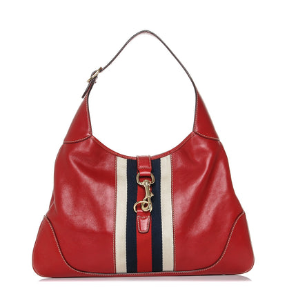 Gucci Calfskin Web Medium Jackie O Bouvier Hobo Red 1 of 6