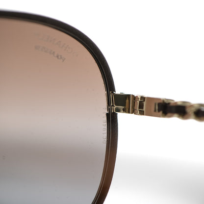 Chanel Lambskin Aviator Chain Sunglasses 4194-Q Brown 8 of 9