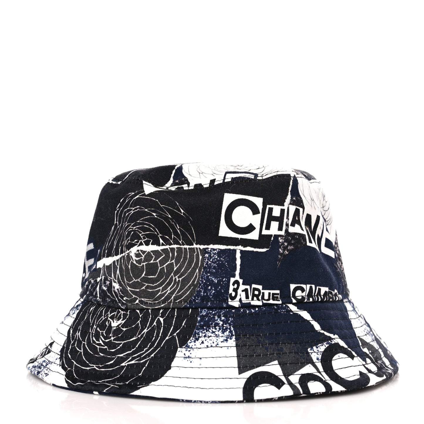 Cotton Coco Print Bucket Hat L Navy Black White