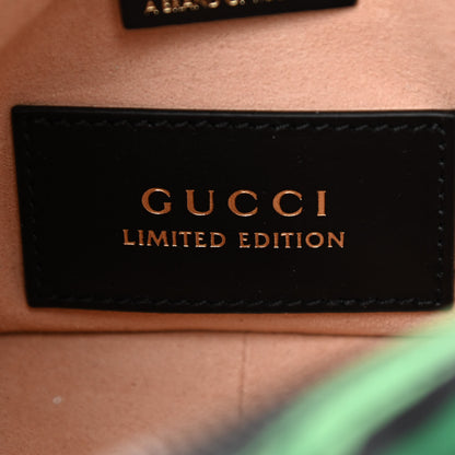 Gucci X KEN SCOTT Calfskin Matelasse Floral Print Mini GG Marmont Chain Shoulder Bag Black Pink 7 of 9