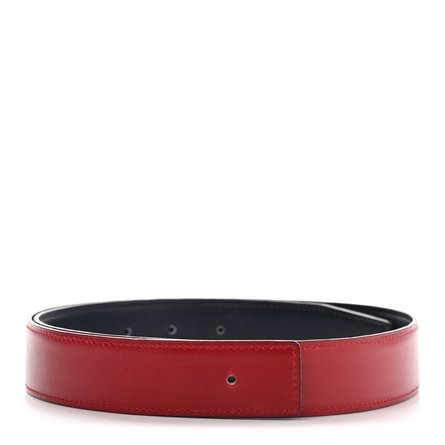 Hermes Chamonix Box 32mm Reversible Belt Strap 80 Rouge Vif Bleu Indigo 1 of 9