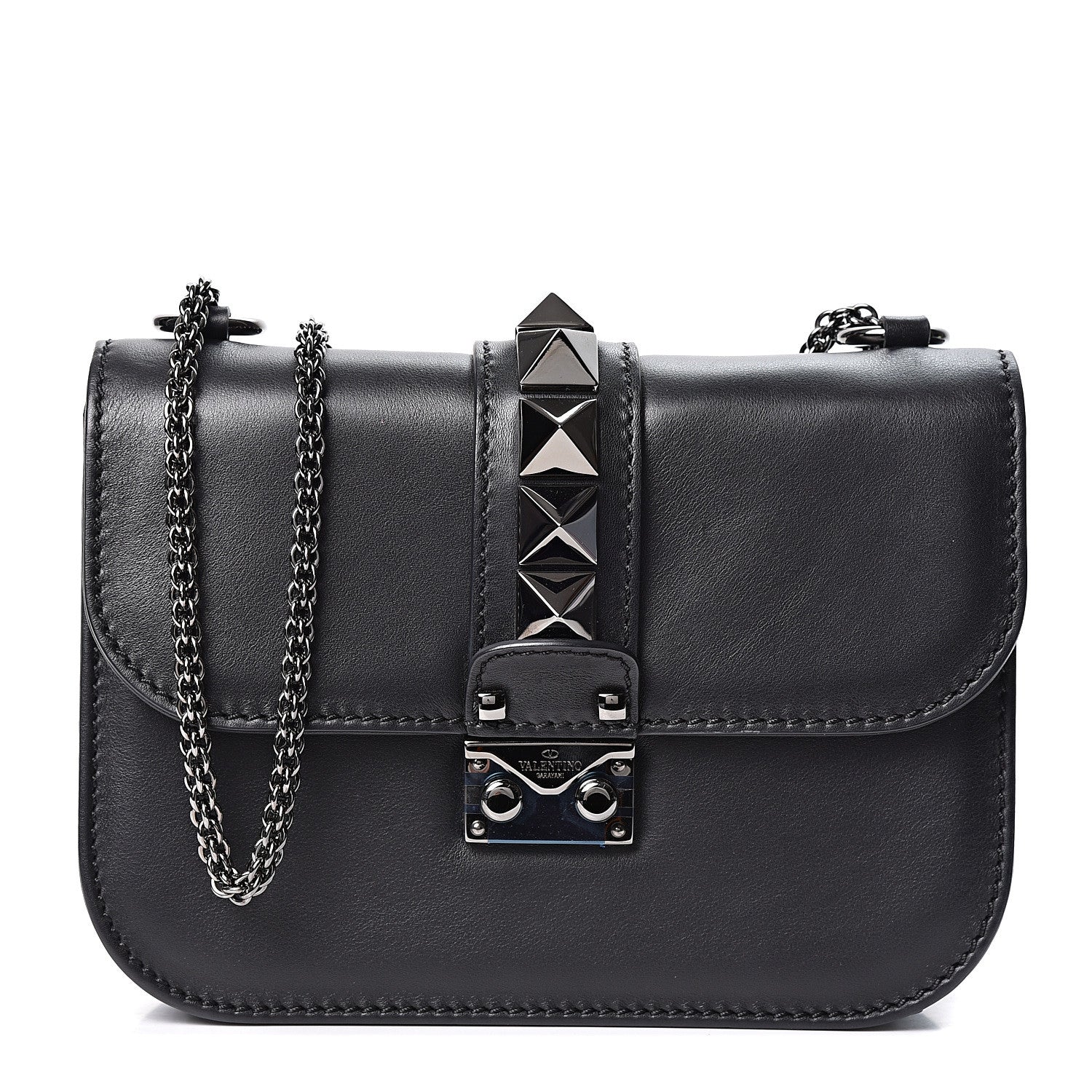 Valentino Garavani Vitello Small Glam Lock Rockstud Flap Black 1 of 8