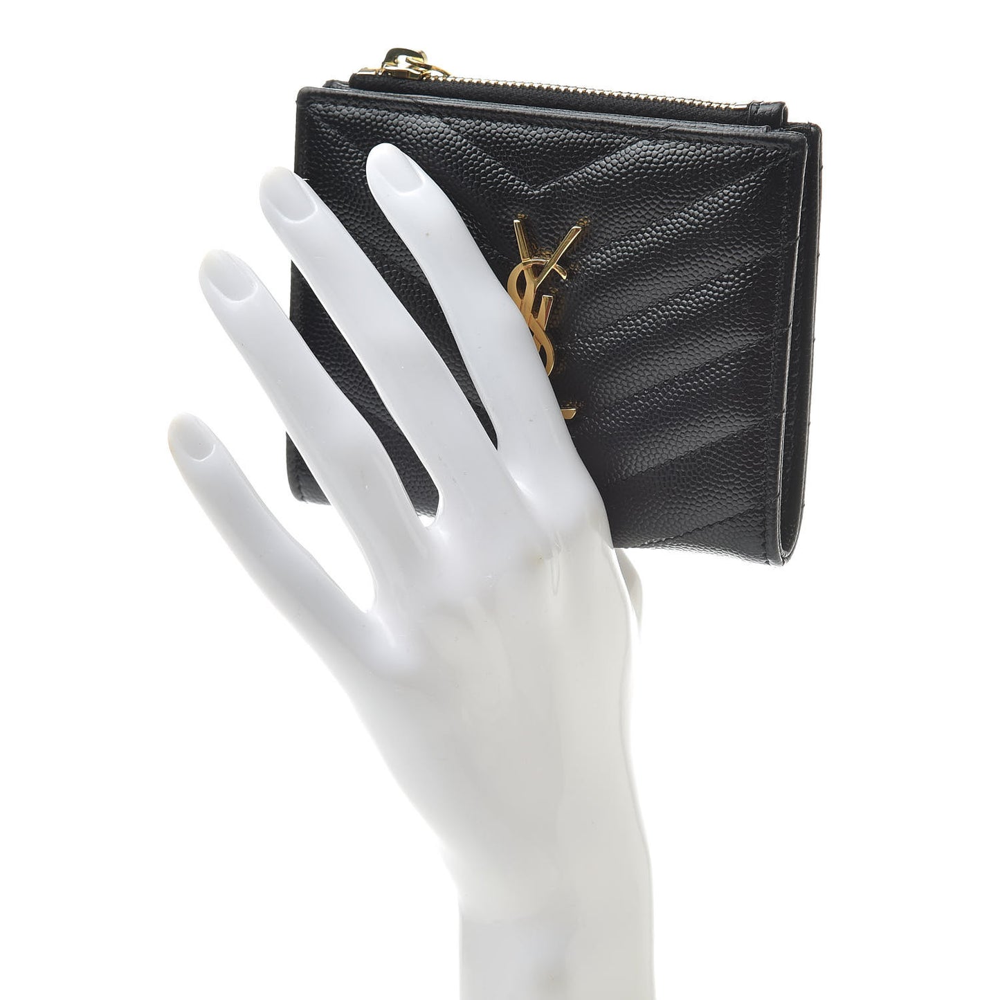 Grain De Poudre Matelasse Chevron Monogram Zipped Card Case Black